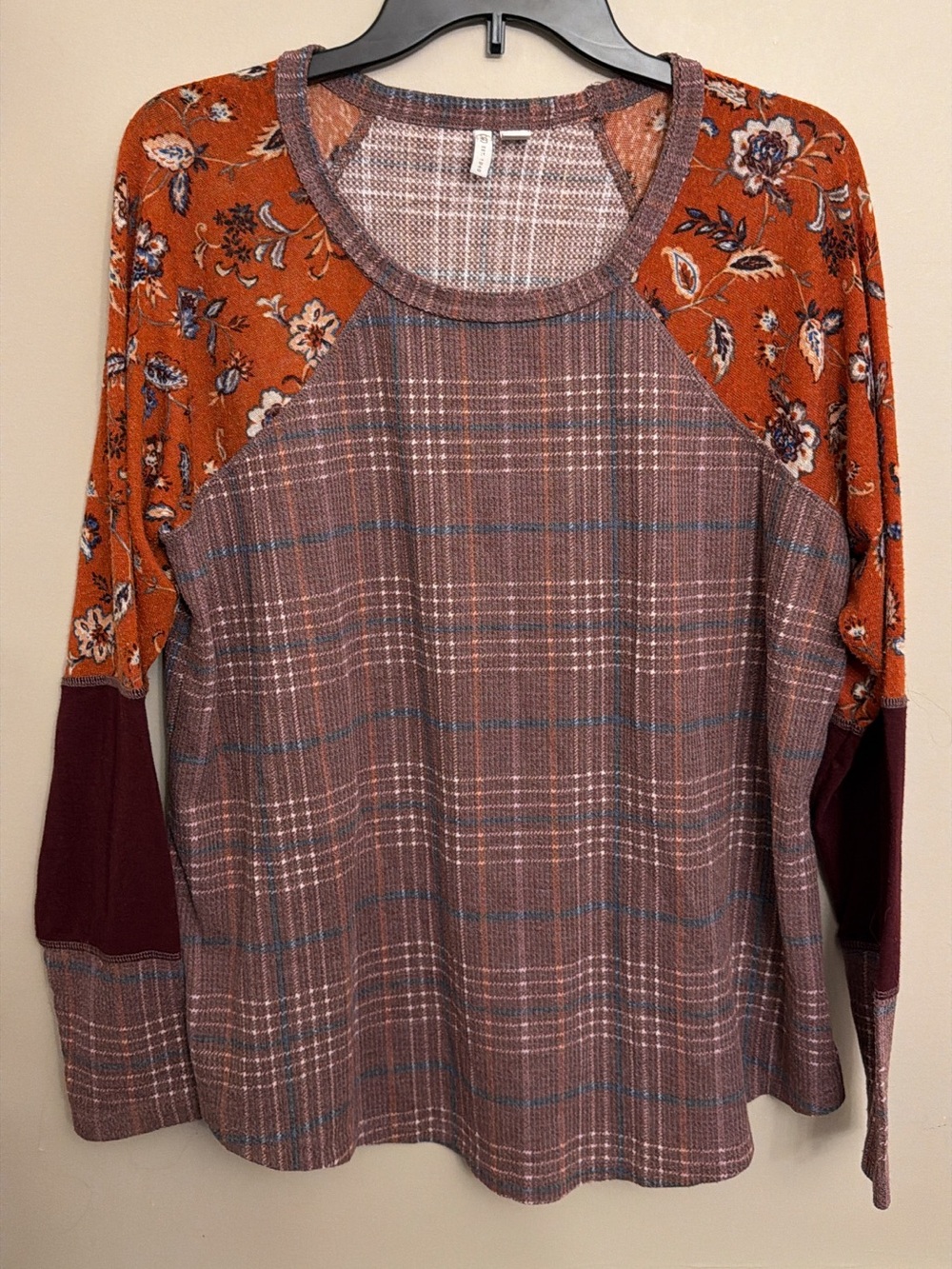 Cato plaid & floral top